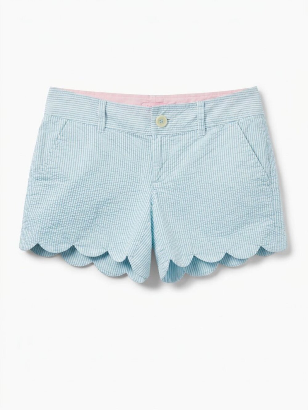 Lily Pulitzer 100% Cotton Scallop Trim Seersucker Shorts 4 Inch Inseam Size 0